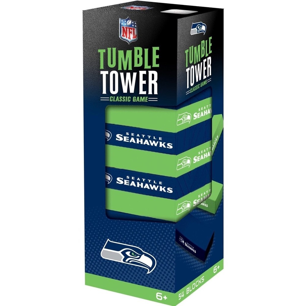 Seattle Seahawks Tumble Tower Game 54 Wooden Blocks Nfl Team Classic Fun