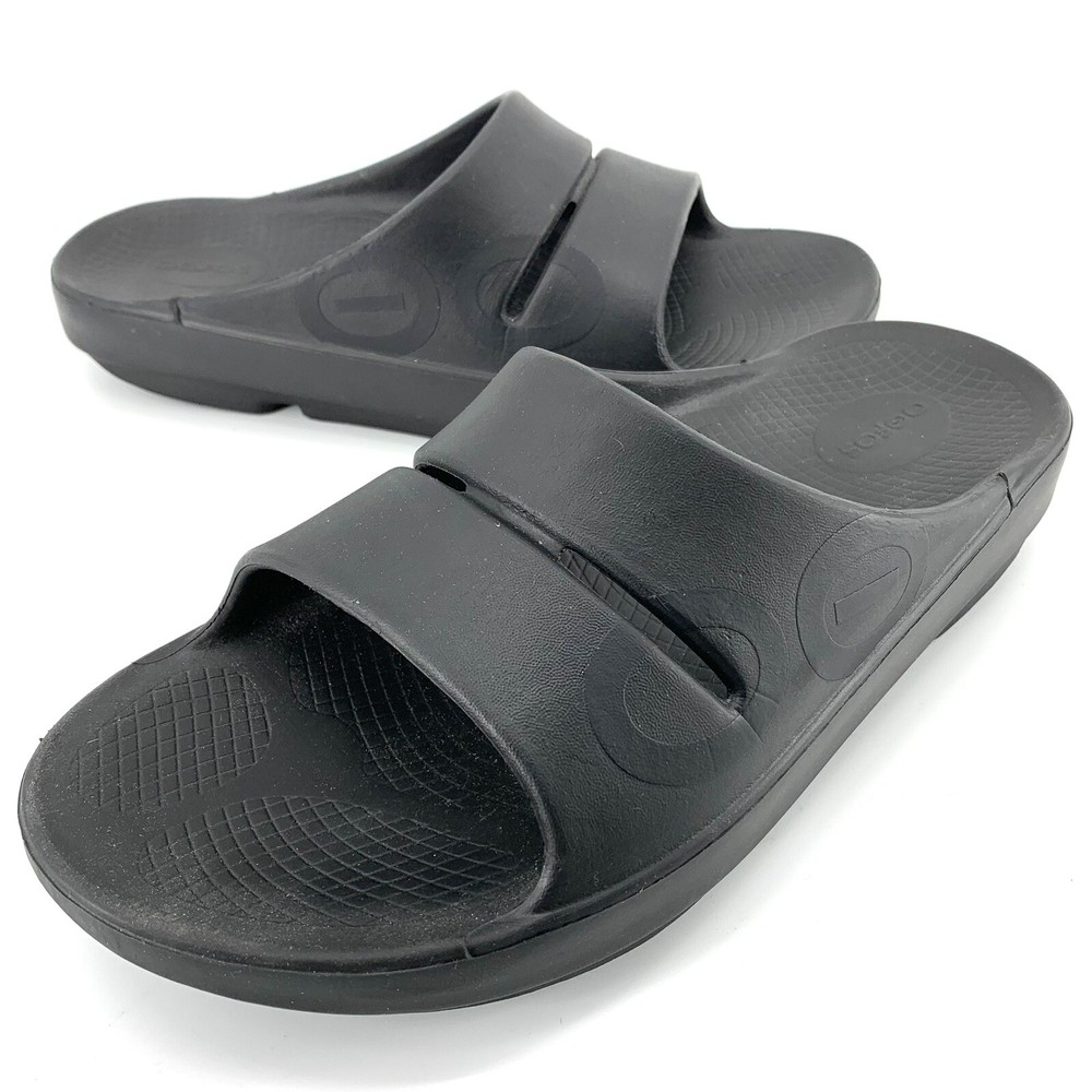 OOFOS OOahh Black Slide Recovery Sandals EU 42 Womens Sz 11 Mens 9
