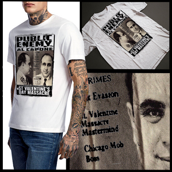 Chicago Mob Boss Mugshot Cotton T-Shirt Italian Gangster Tee