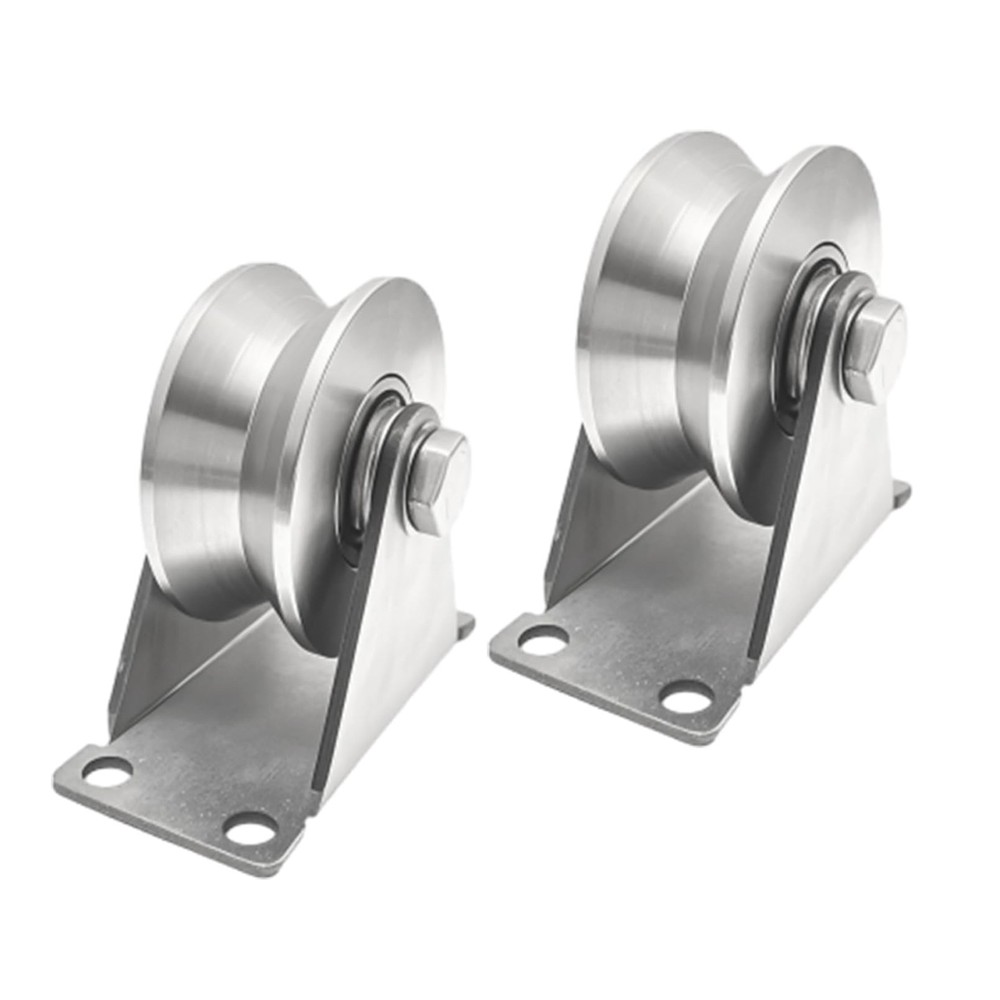 Pulley Wheel Stainless Steel V Groove Plate Casters Heavy Duty Sliding Gate R...