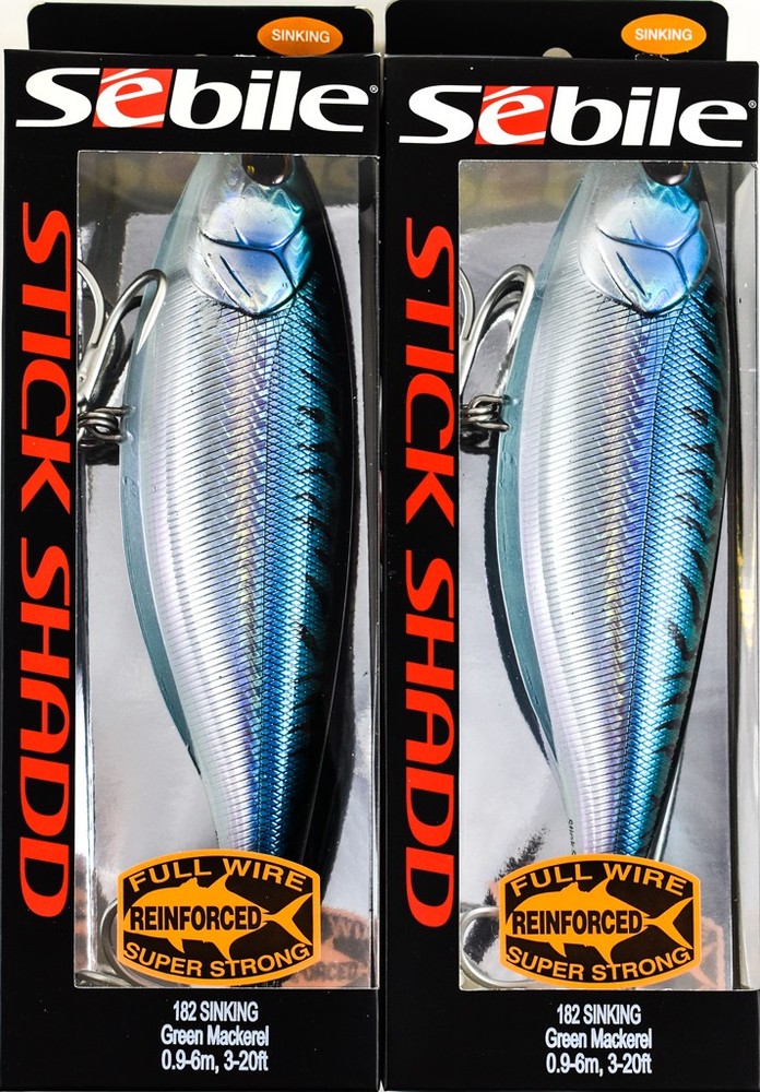 Lot of 2 Sebile Stick Shadd SS-182-SK-GRMK 4.75oz Green Mackerel Lures DM1110
