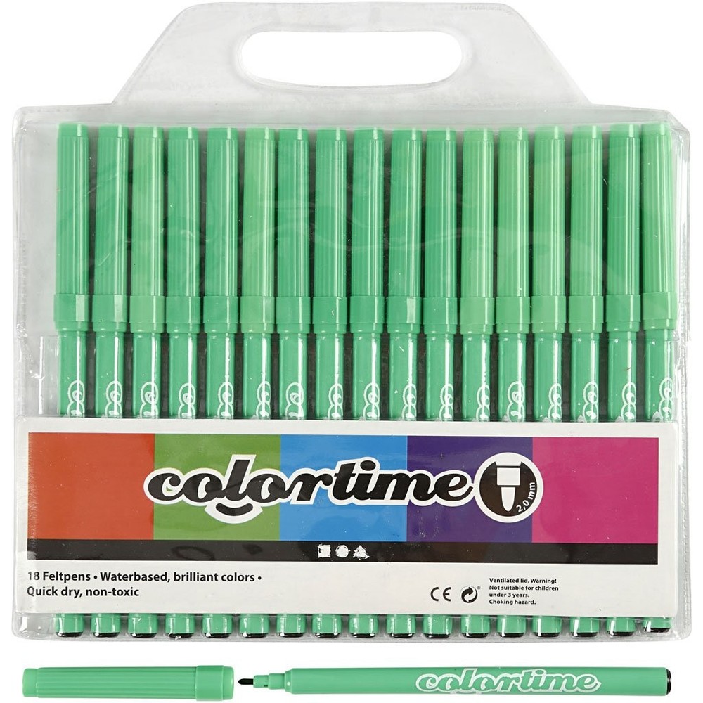 Colortime Drawing pens, Light Green, One Size