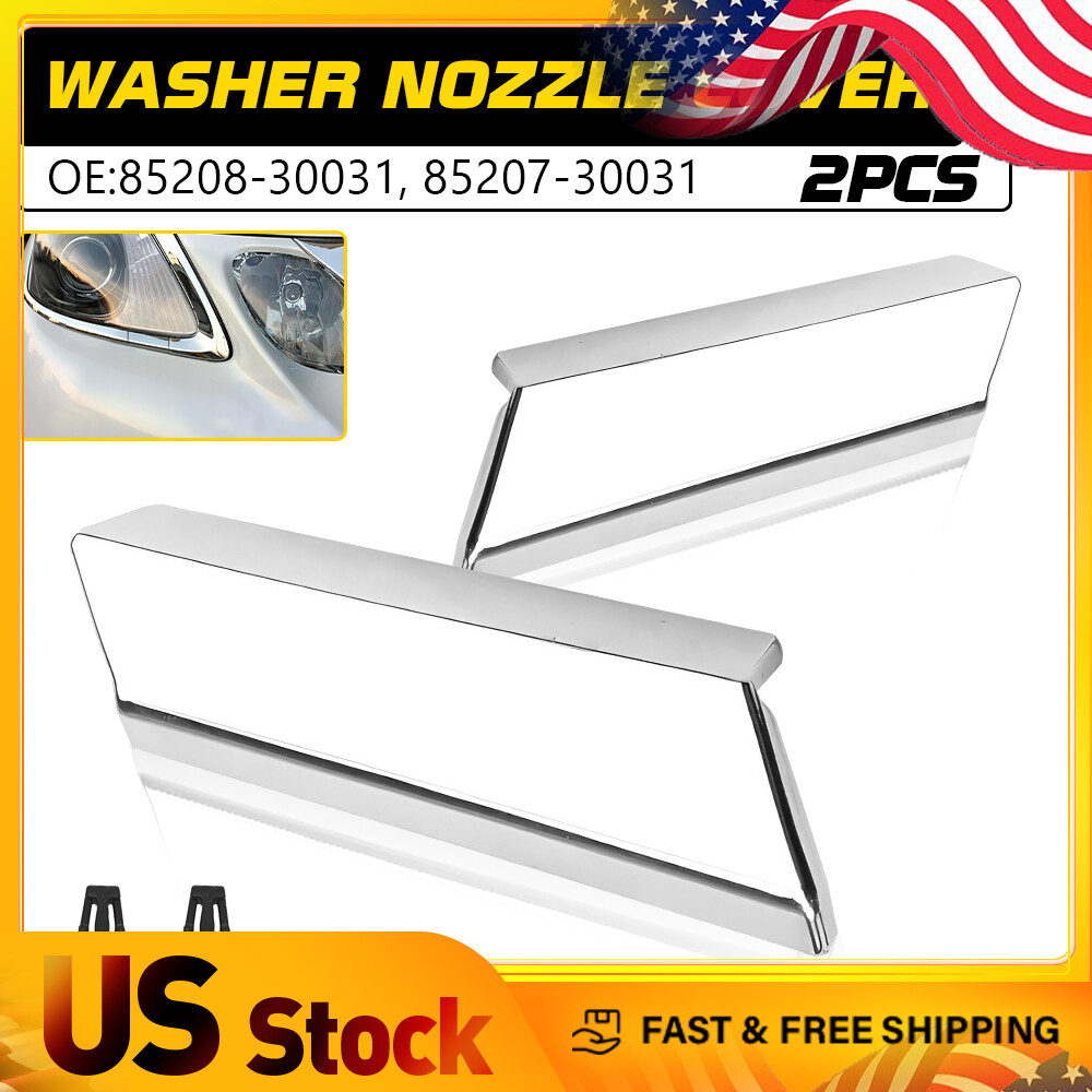 Chrome L&R Headlight Washer Nozzle Cover for 2006-2011 Lexus GS300 GS350