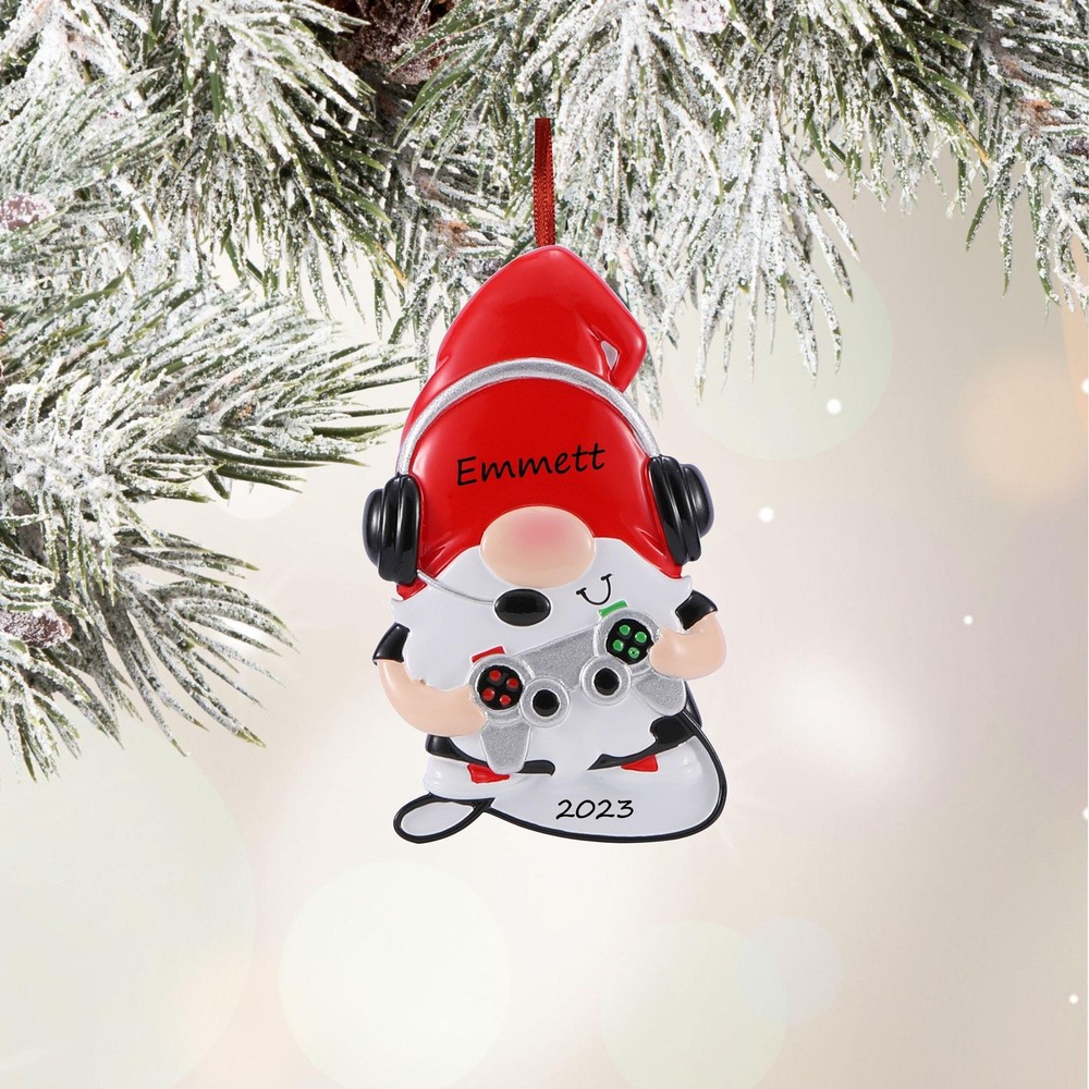 Christmas Ornament Gnome Gamer For Kids  Custom Gamer Ornament For Adults