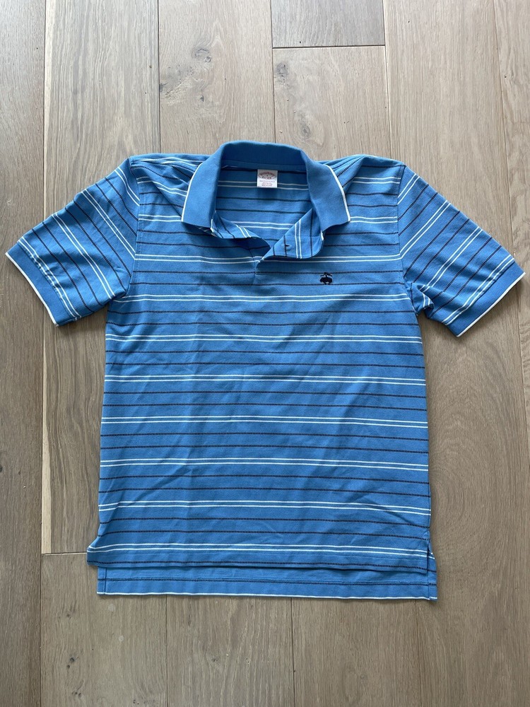 Brooks Brothers Golf Polo Shirt Blue Striped Size Small Men