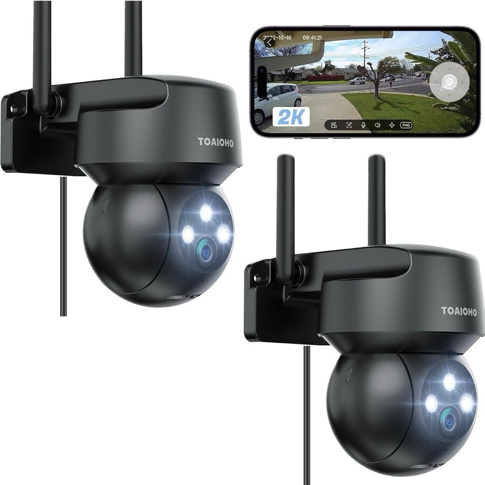 TOAIOHO QB320 Wired Wi-Fi Security Camera System with Homekit Support Black 2Pack