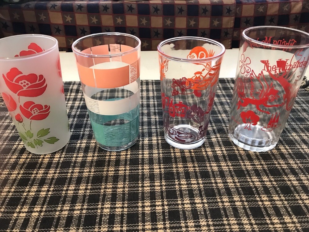 Vintage 4-Piece Glass Set by Hazel Atlas Libbey Anchor Hocking Swift Co