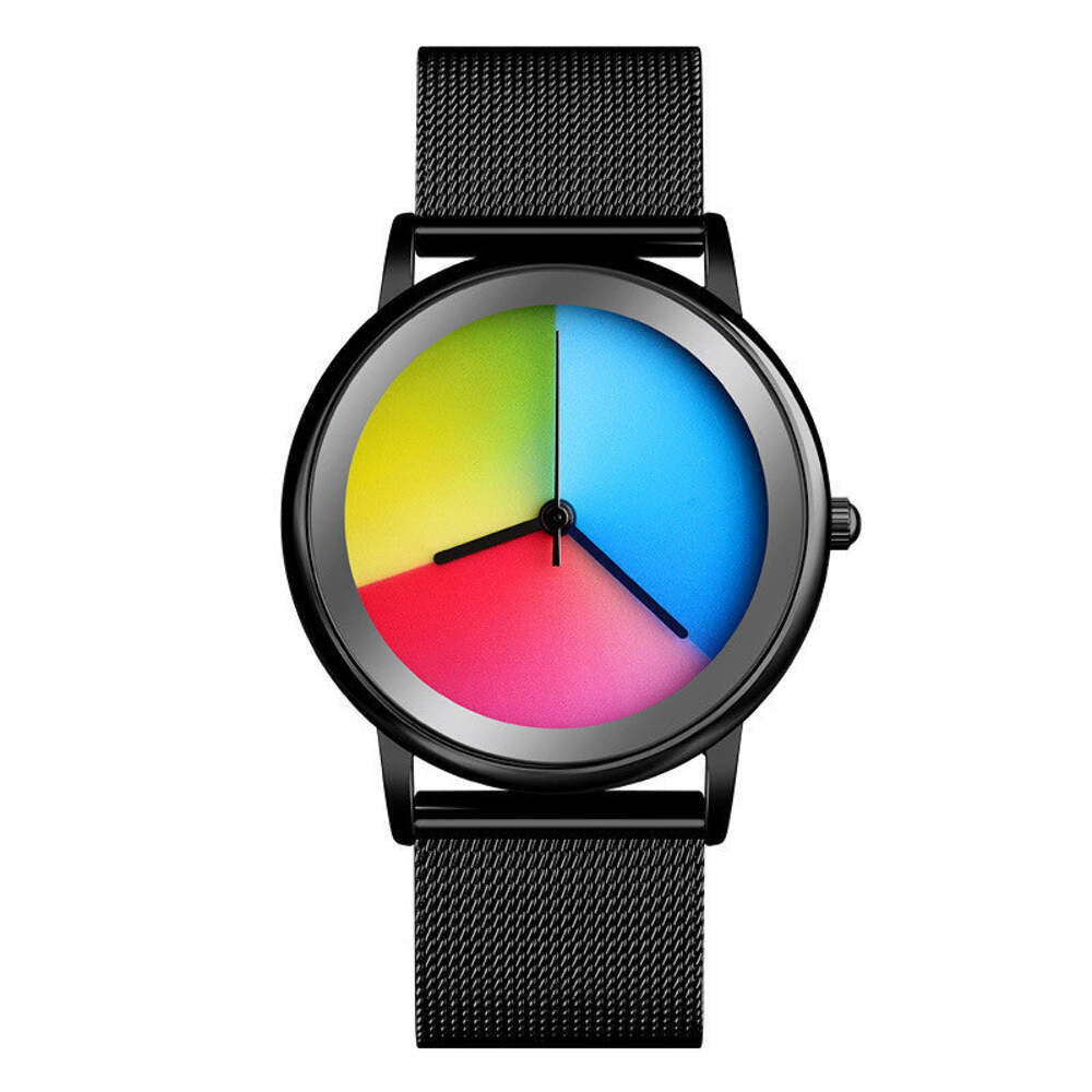 Colorful Gradient Quartz Watch with Stainless Steel Strap and 30m Water Resistan