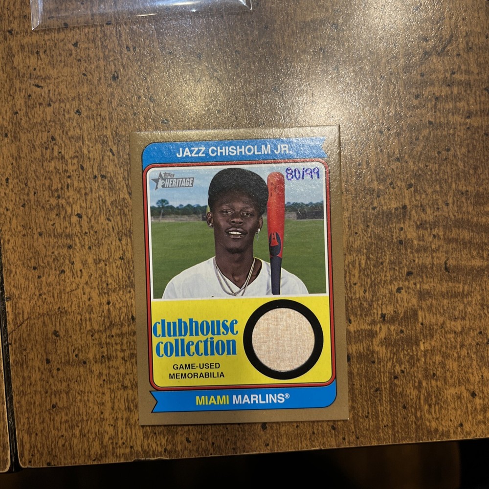 2023 Topps Heritage High Numbers Jazz Chisholm Jr Clubhouse Collection Gold /99
