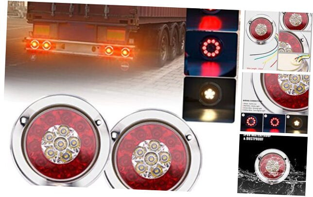 4-Inch Round Truck Trailer Tail Light with Brake Stop and Turn Signal