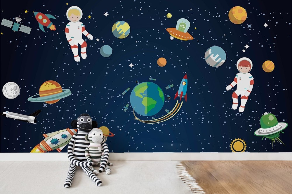 3D Space Astronaut Planet Rocket Wall Murals Wallpaper Murals Wall Sticker