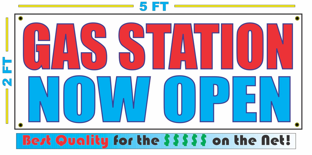 Gas Station Now Open Banner Sign - Large Durable & Affordable  