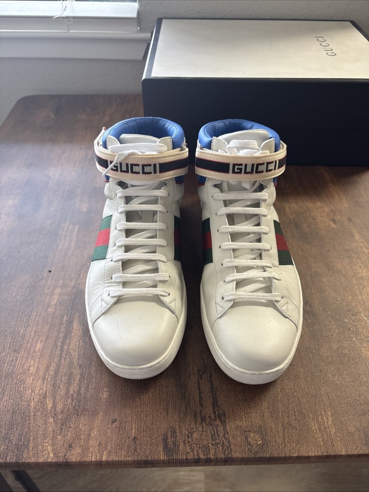 Gucci Strip Ace High Top Size 10 With Box Barely Worn