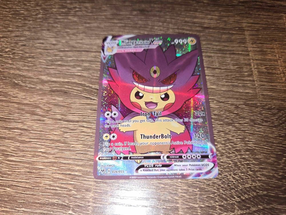 Pikachu Gengar M Pokemon Card VMAX Rainbow GX EX GX ACG V Star Holo Cosplay