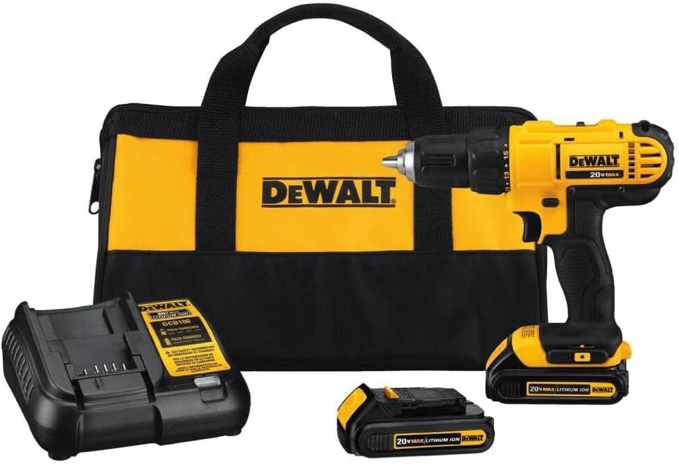 DEWALT 20V Cordless Drill Driver Kit with 2 Batteries DCD771C2