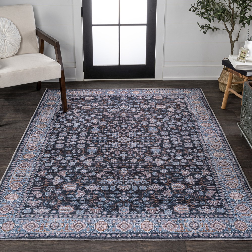 Jonathan Y Washable 4x6 Vintage Blue Chenille Rug with Timeless Charm