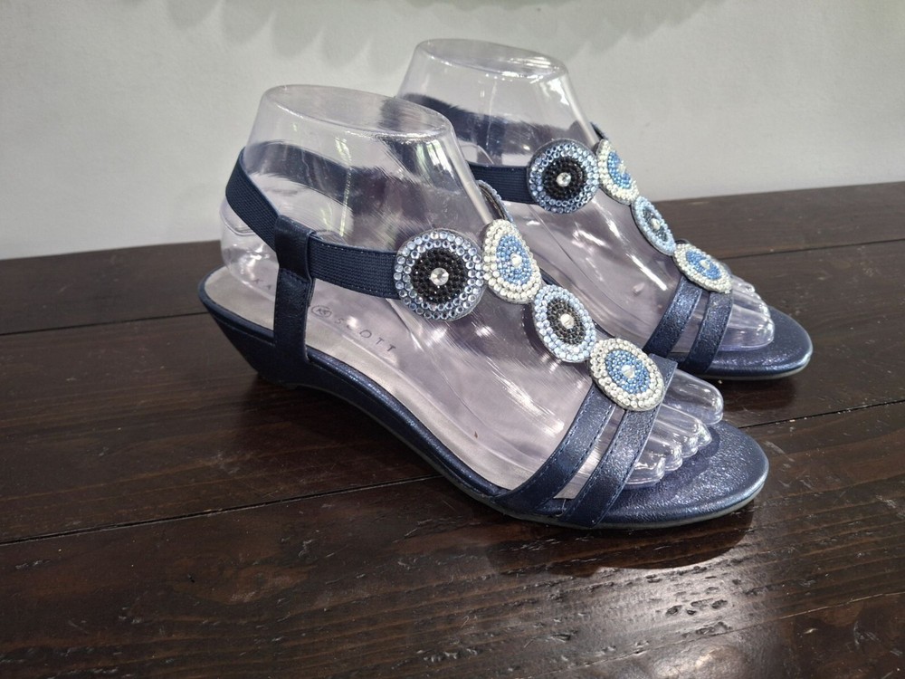 NWT Karen Scott Catrinaa Blue Rhonestone Embellished Sandals/Sz. 9.5M