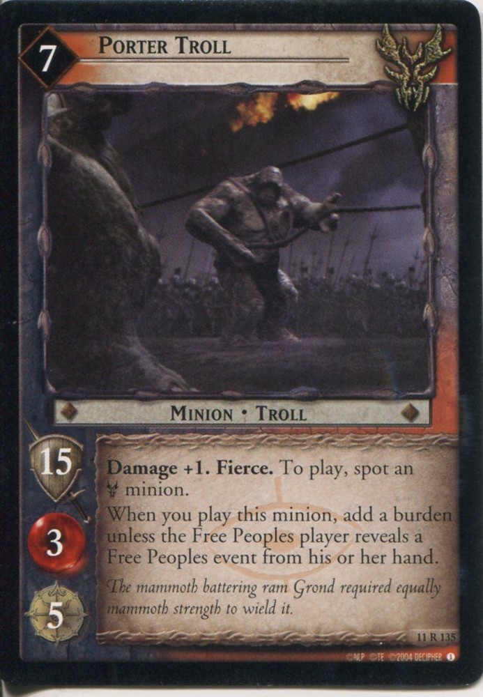 Lord Of The Rings CCG Shadows 11R135 Porter Troll