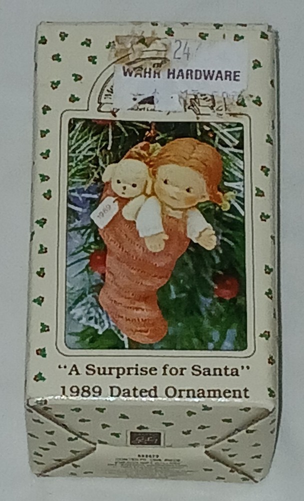 1989 Enesco Memories Of Yesterday Christmas Ornament Surprise For Santa with Original Box