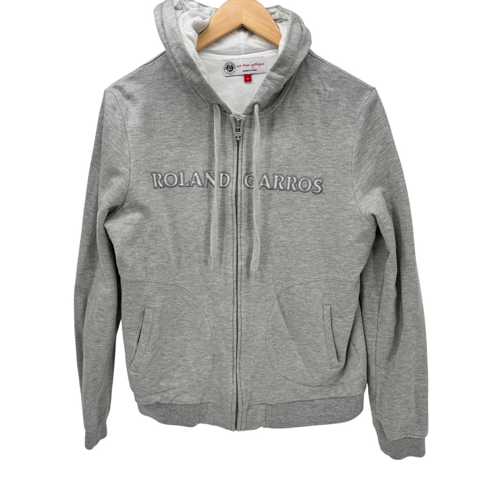 Roland Garros Hoodie Womens 4 Large Gray Full Zip Une Terre Mythique Jacket
