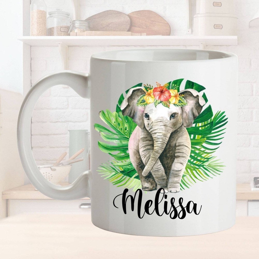 Personalized Elephant Gift Mug L Animal Lover Gift Idea L For Birthday Christmas