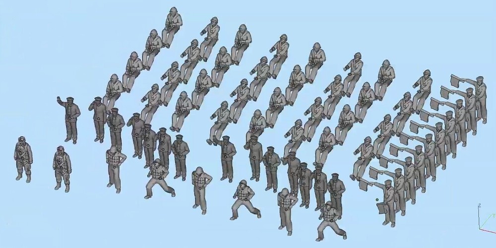 1/700 350 144 200 WWII East Asian aircraft carrier naval officers and crew 64pcs