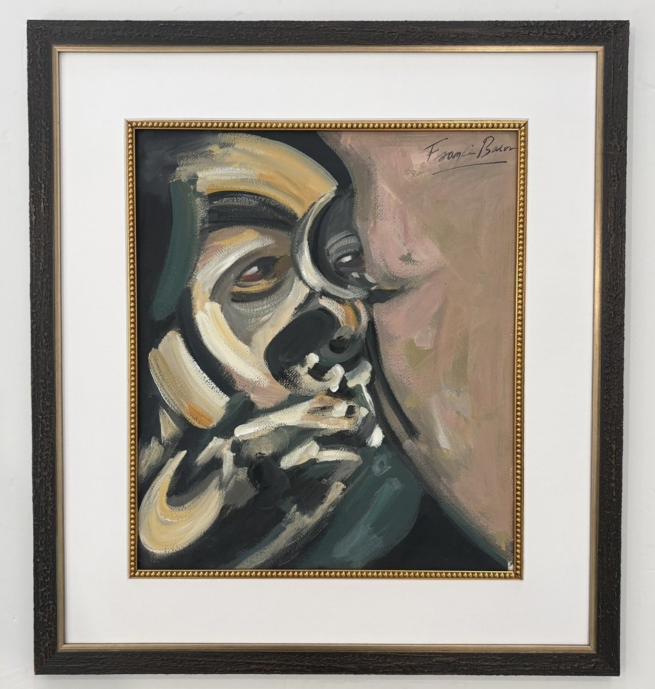 Francis Bacon Mixed Media 1909-1992. in the style of. matted & framed. handmade