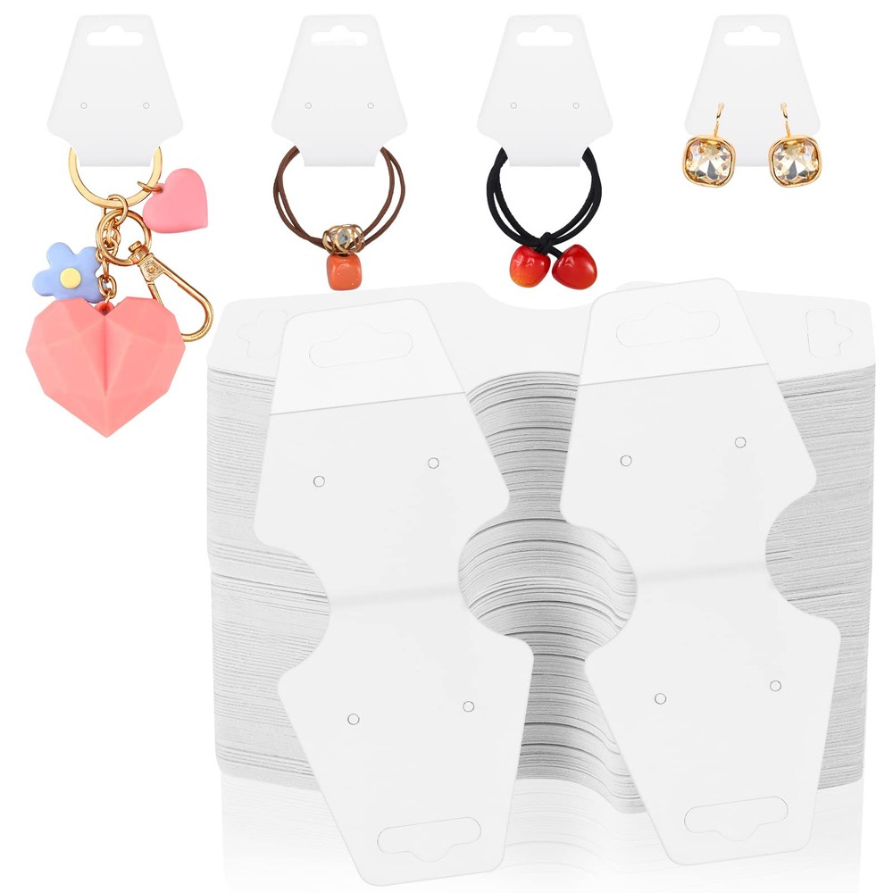 500 Pcs Necklace Display Cards Adhesive Jewelry Packaging Card Kraft Keychain...