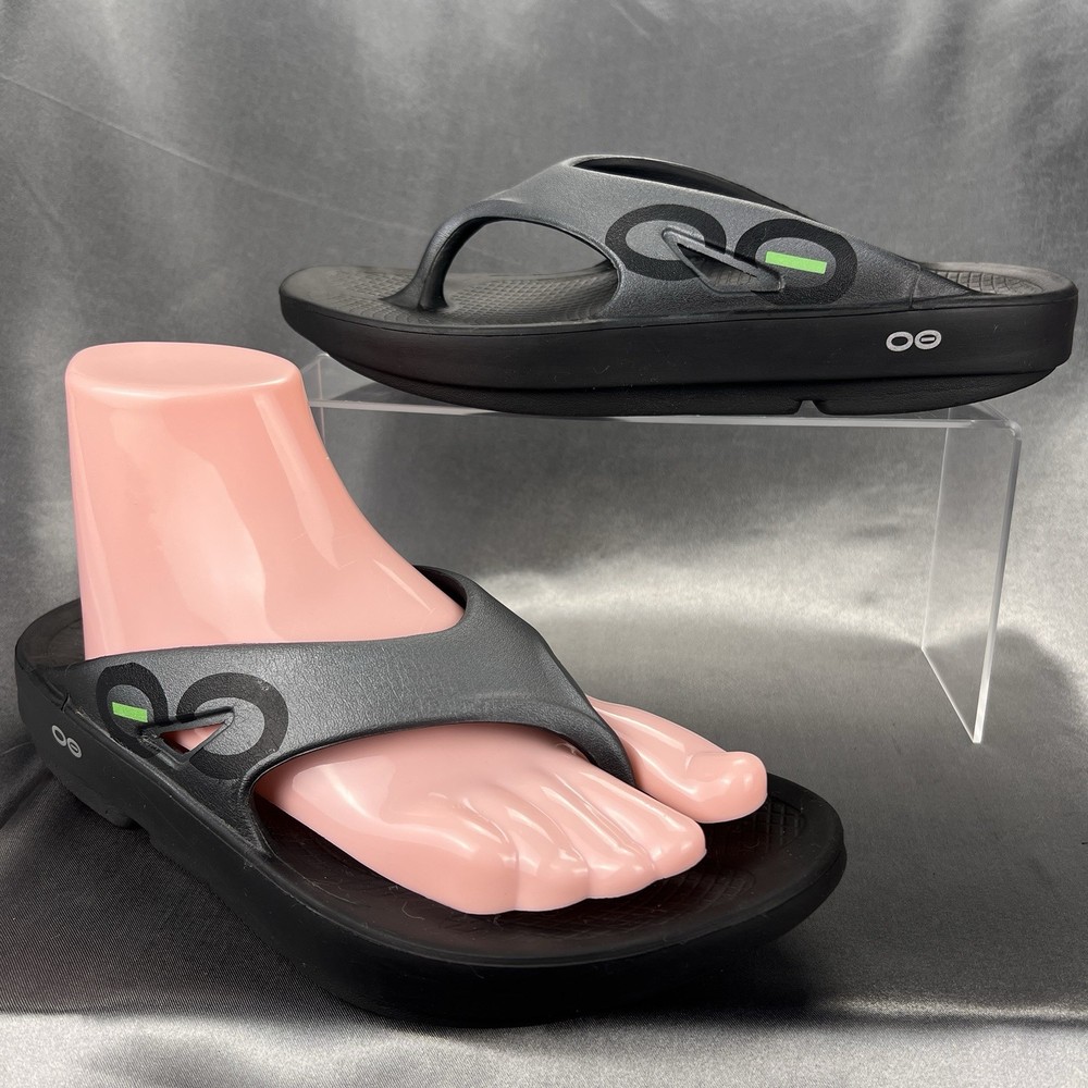 OOFOS OOriginal Sport Recovery Thong Sandals Men's 9 Women's 11 Graphite Black