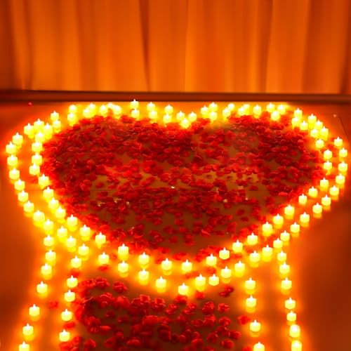 6000 Artificial Rose Petals with 72 Flameless LED Candles for Romantic Decor