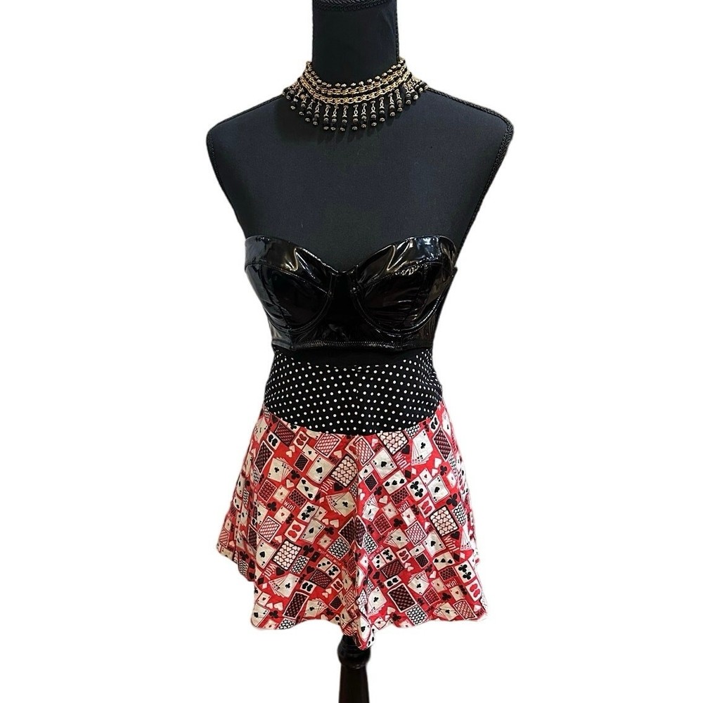 Handmade Rockabilly Skater Mini Skirt with Retro Casino Blackjack Print