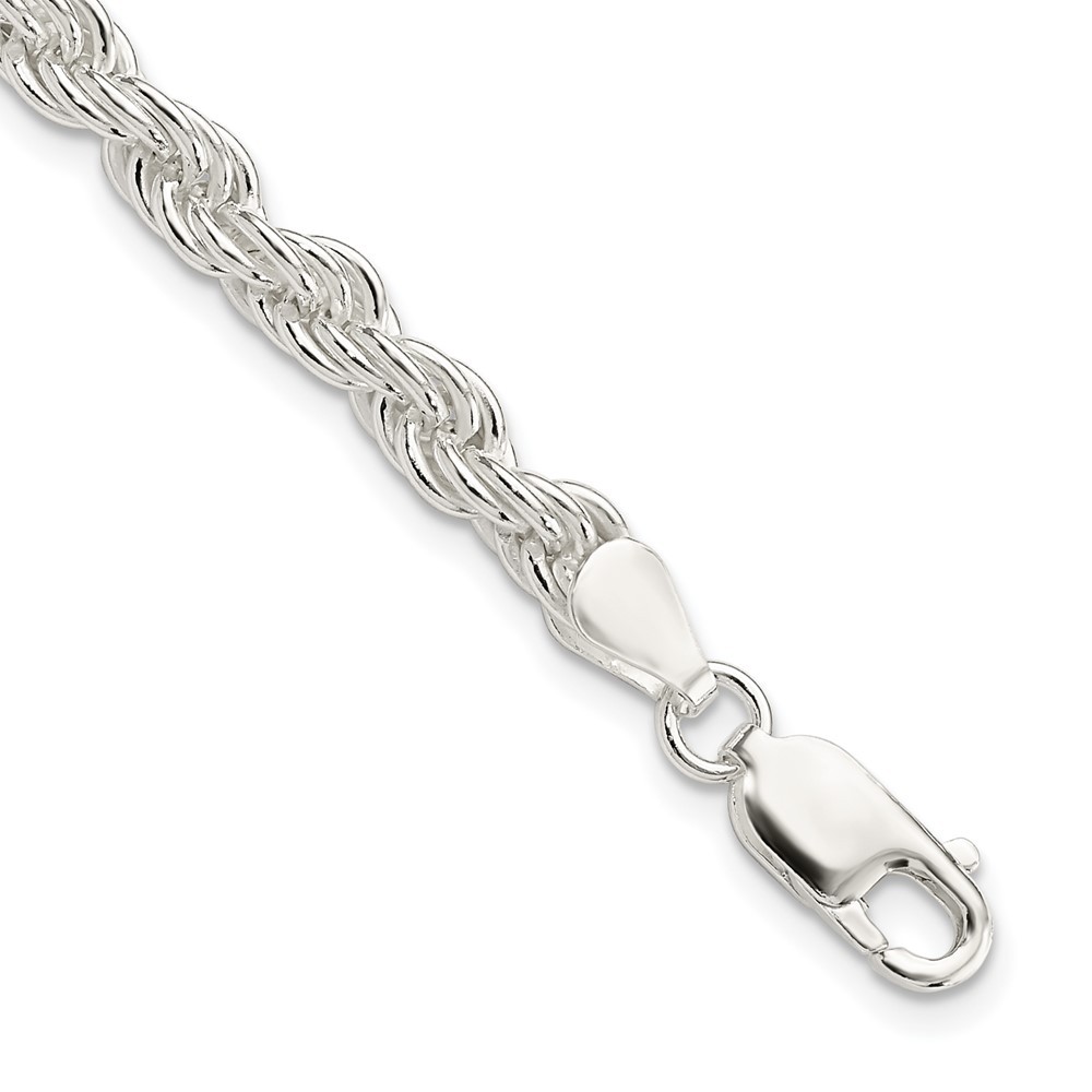 925 Sterling Silver 5mm Solid Rope Chain Bracelet 9