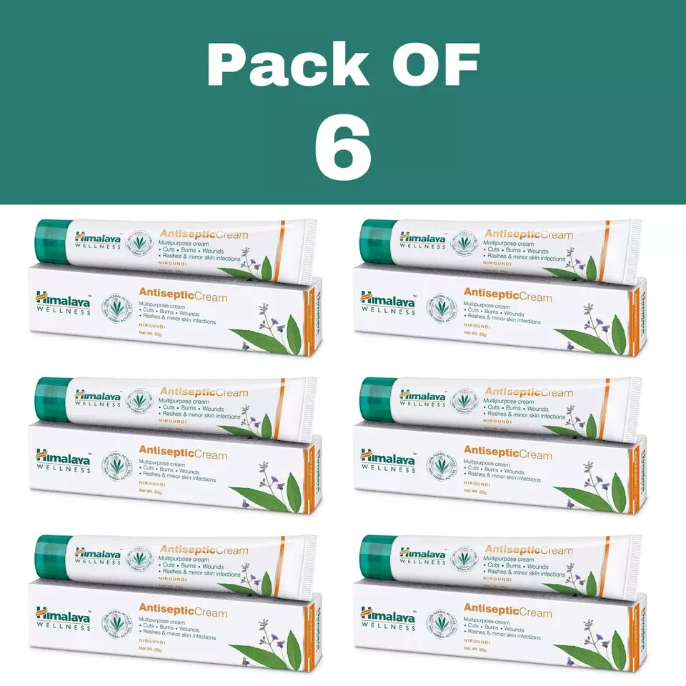 6 X Himalaya Herbals Antiseptic Cream | Contains Aloe Vera, Almond - 20g