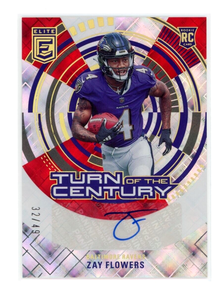Zay Flowers 2022 Panini Elite RC Rookie Turn Of The Century Auto /49 Ravens