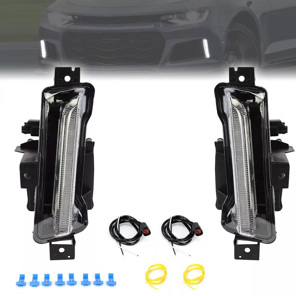Pair DRL Fog Lights Daytime Running Lamp LH&RH For Chevy Camaro ZL1 RS 1LT 16-23