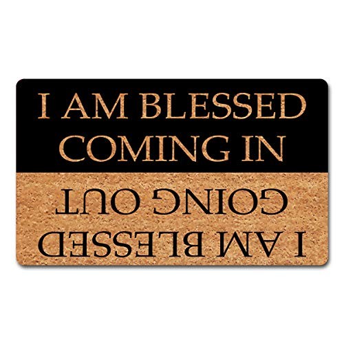 Funny Welcome Rugs Novelty Gift Mats I Am Blessed Coming and Going Out Doormat