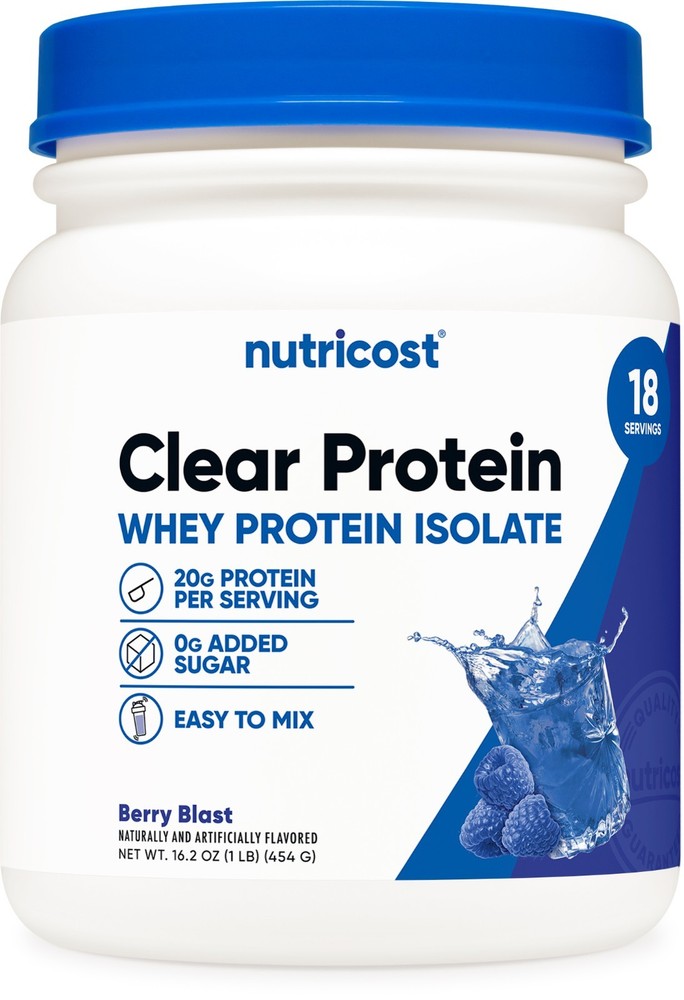 Nutricost Clear Whey Protein Isolate Powder (Berry Blast) 1 LB - 20g of Protein