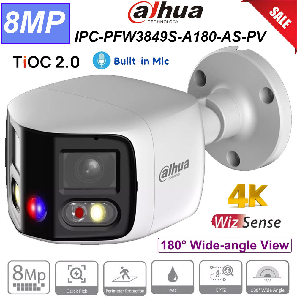 Dahua Panoramic Camera 8MP TiOC IPC-PFW3849S-A180-AS-PV WizSense SMD Audio Alarm