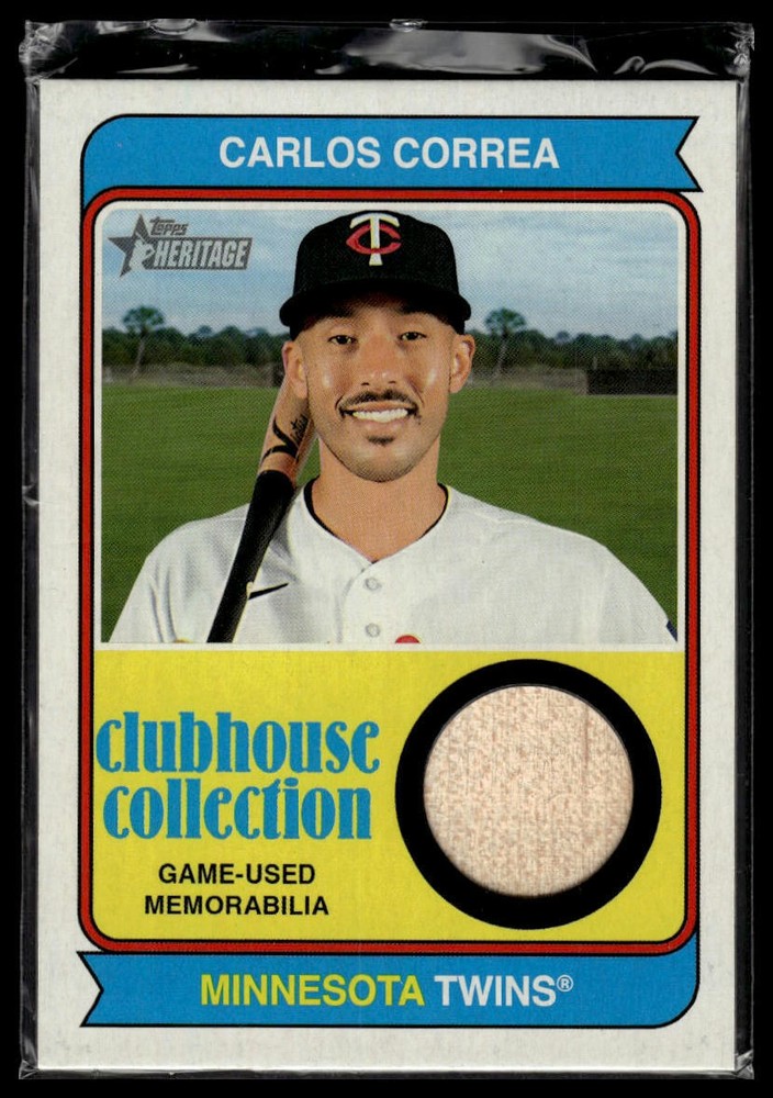 2023 Topps Heritage #CCR-CC Carlos Correa Clubhouse Collection Relics  MEM