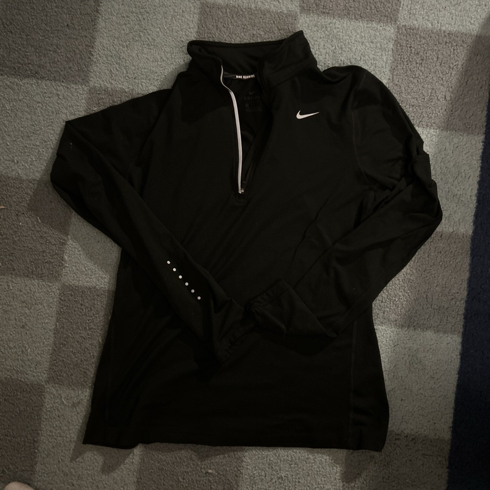 Nike Shirt Mens Medium Black Quarter Zip Long Sleeve Pullover Dri-FIT Running