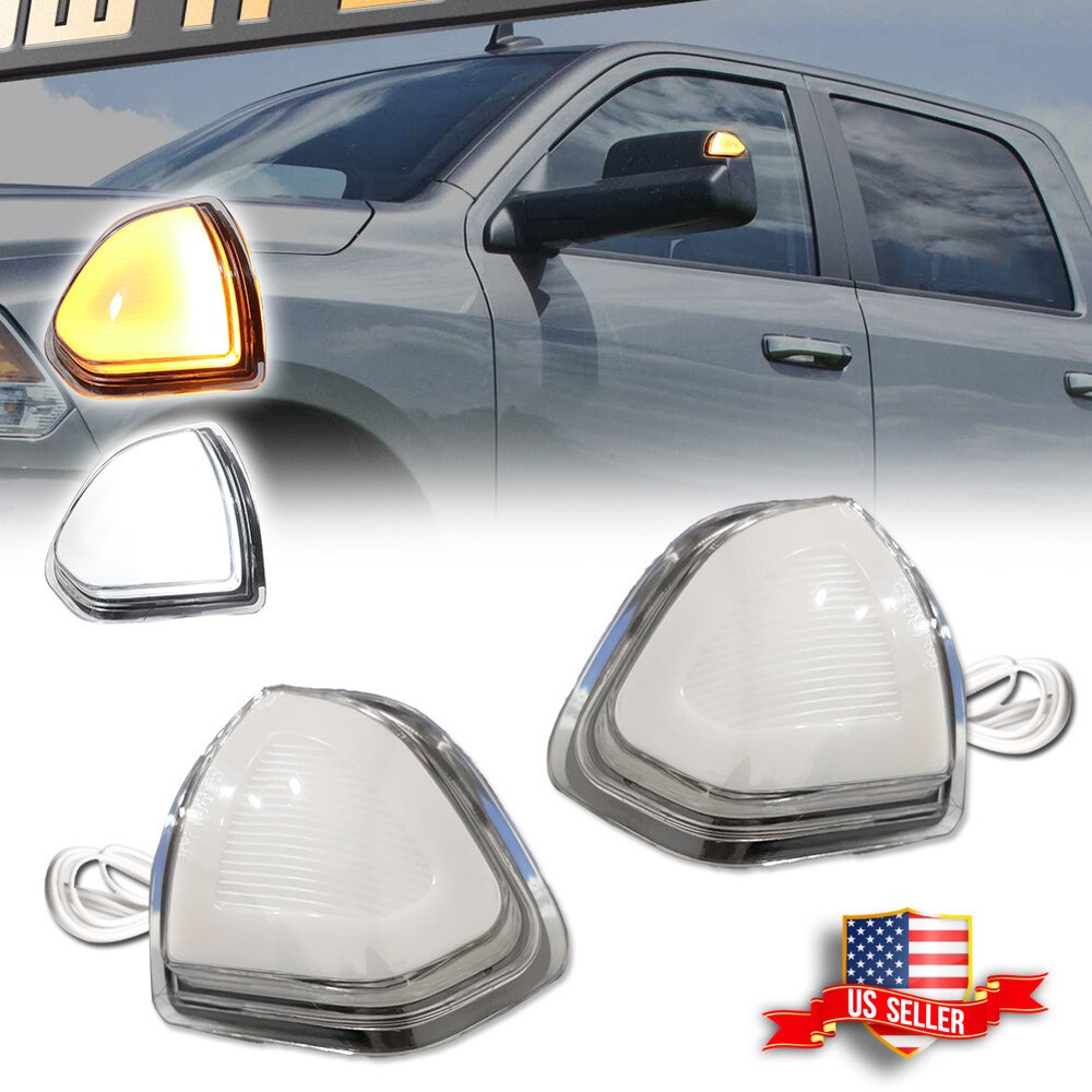 Clear Switchback LED Side Mirror DRL Signal Lights For Dodge Ram 1500 2500 3500