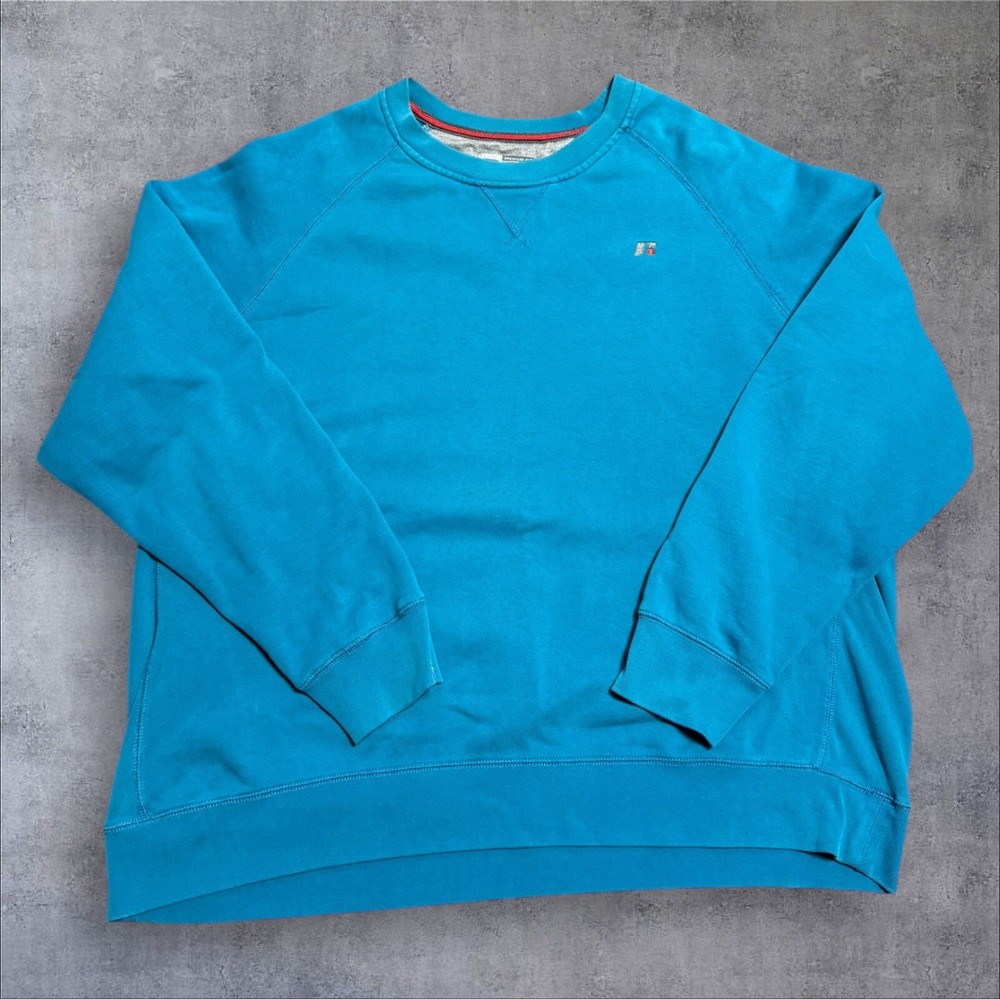 Vintage Russell Sweatshirt Adult 3xl Turquoise Crewneck Premium Fleece 90s Y2K