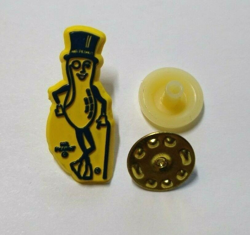 Peanut Lapel Pin Planters Peanuts Hard Plastic NOS Uncommon Yellow Vintage