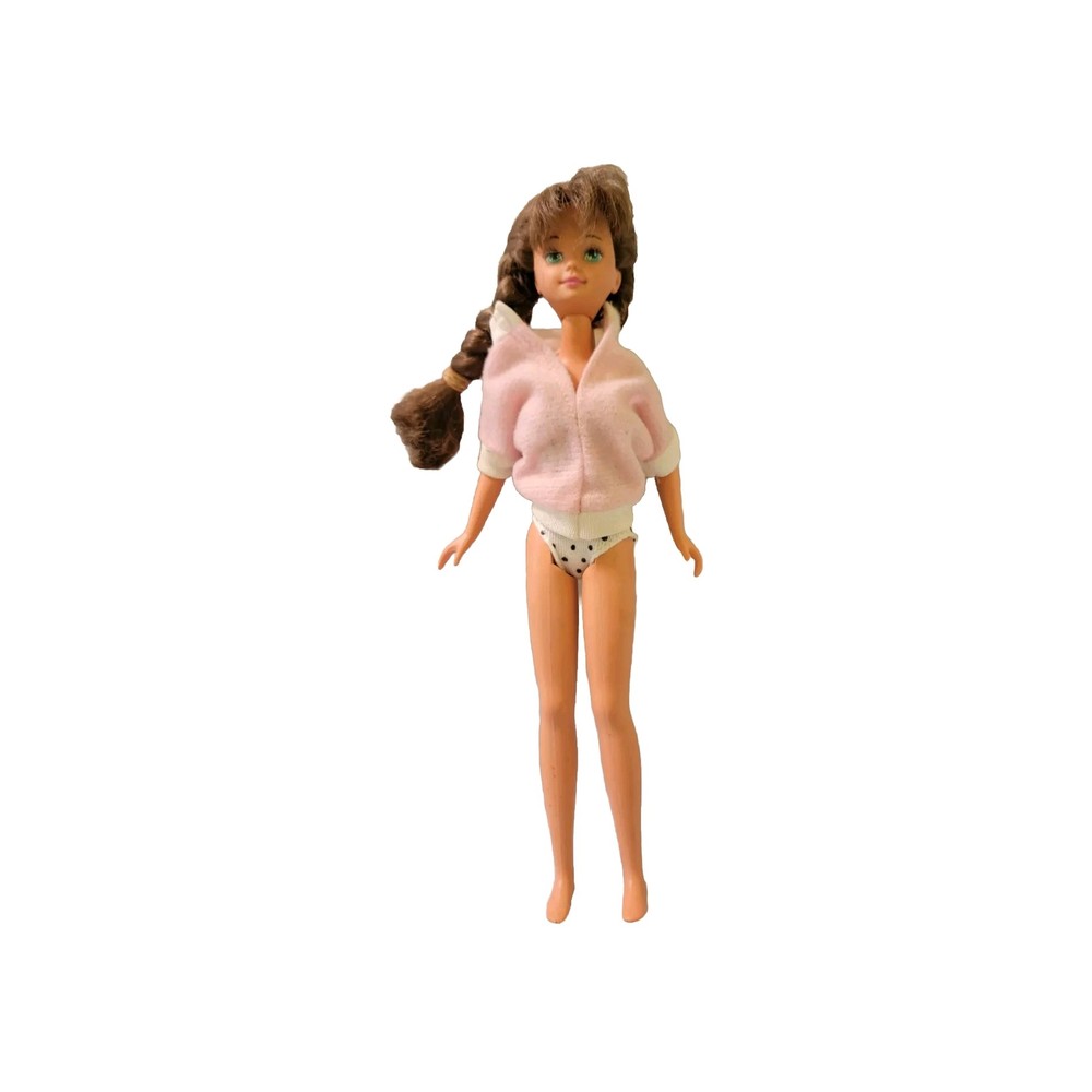 Mattel Barbie 1987 SKIPPER COURTNEY Long Brown Hair Swimsuit Pink Jkt Numbered