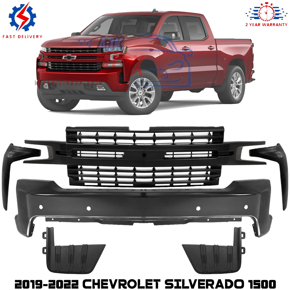 Front Bumper & Grille Assembly Kit Primed For 2019-2022 Chevrolet Silverado 1500