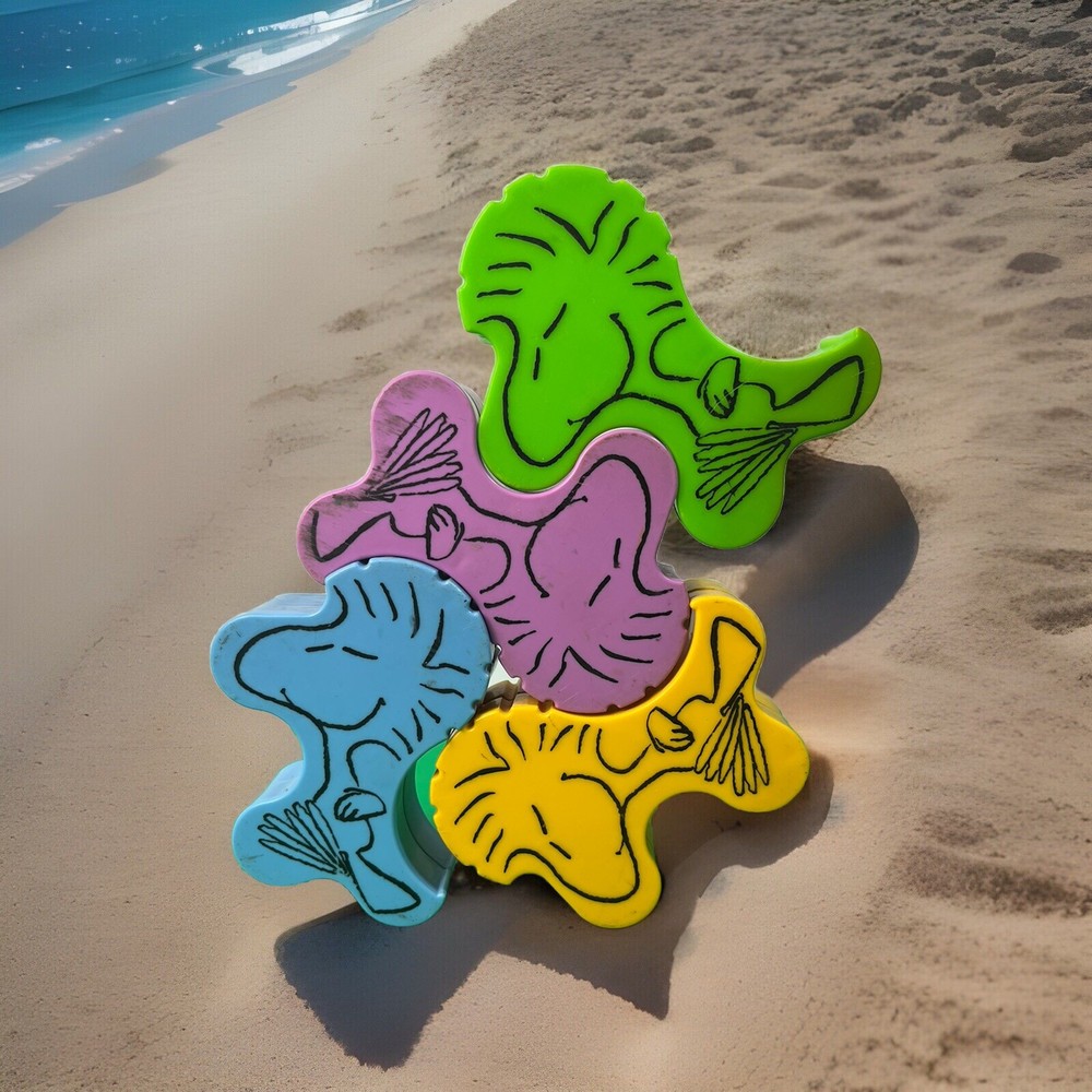 4 Puzzle Pieces For Snoopy & The Balancing Woodstocks Peanuts Game Vintage