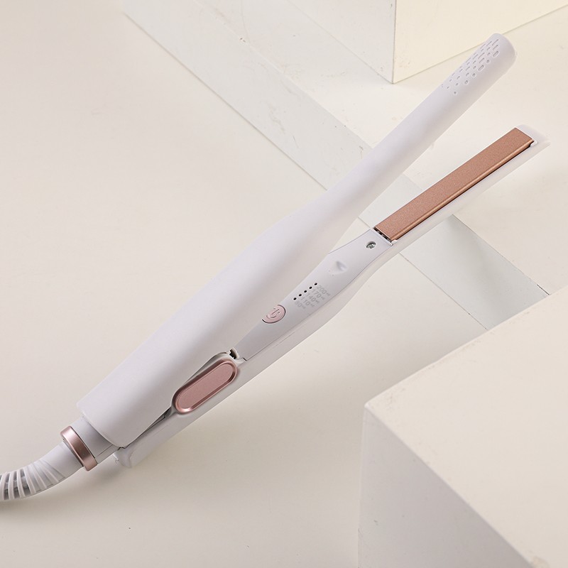 Men's Hair Straightener Curler Iron Anti-Scalding Small Flat Fast Heat White