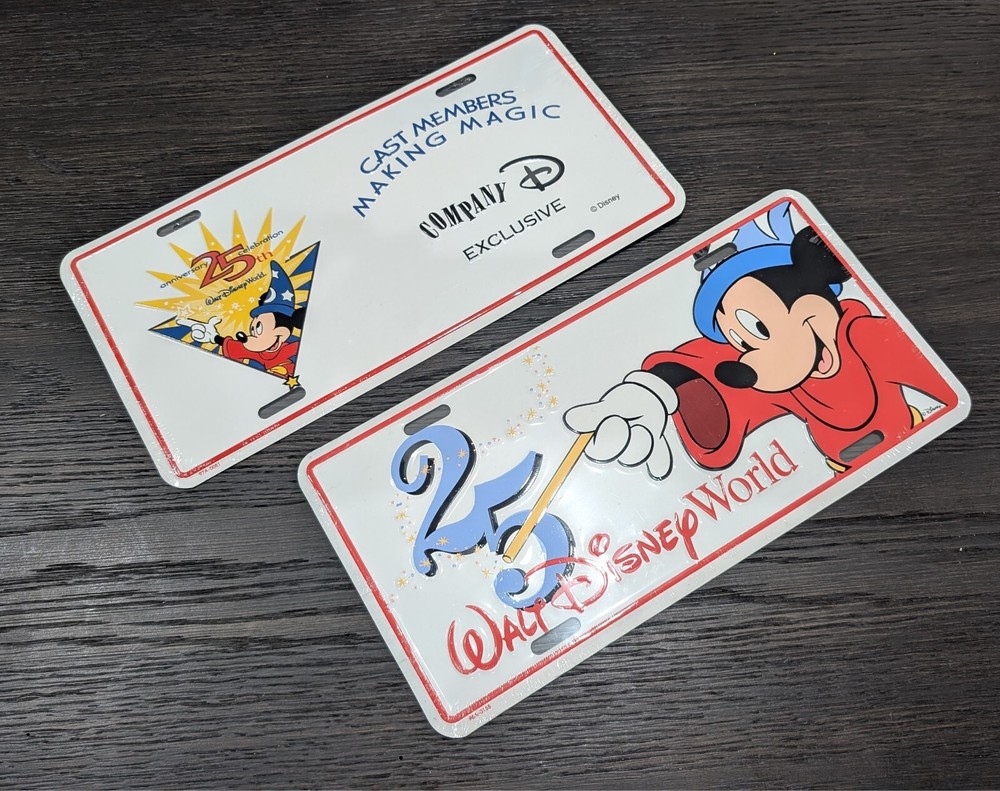 Vintage Disney Cast Member 25th Anniversary License Plate Lot New Sealed