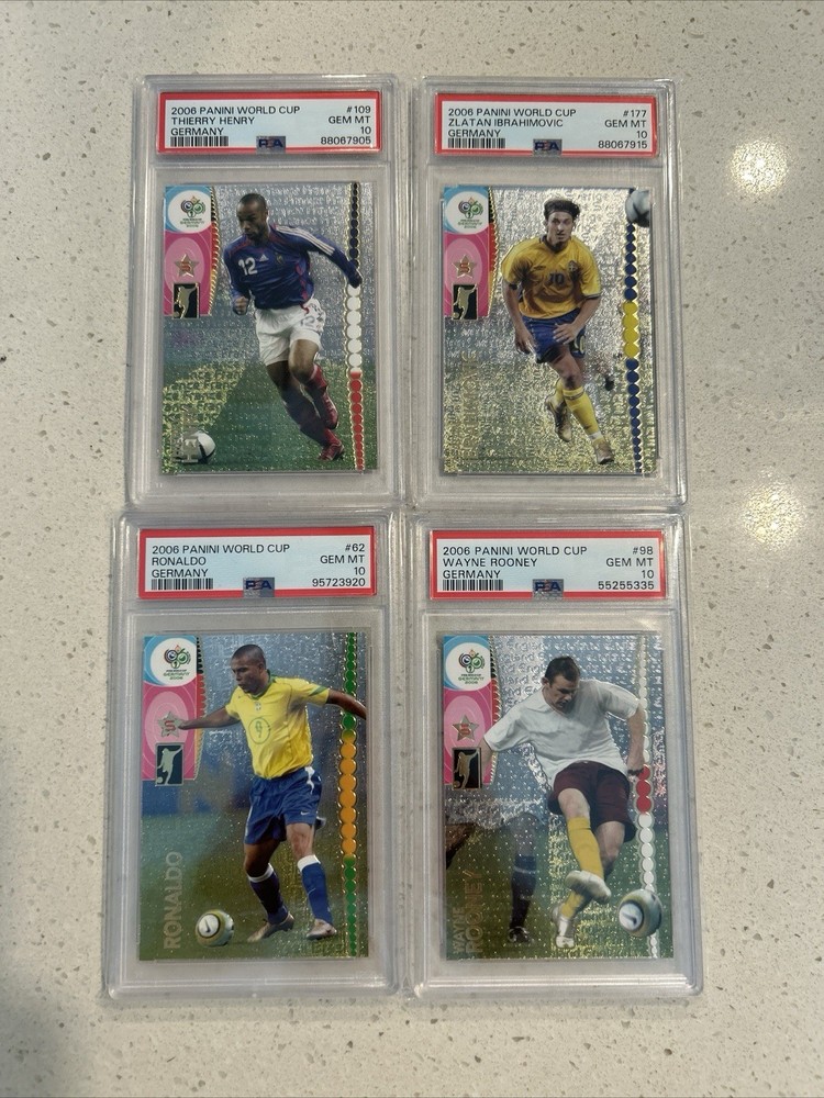 LOT (4) 2006 Panini FIFA World Cup FOIL PSA 10 Henry, Ronaldo, Zlatan, Rooney