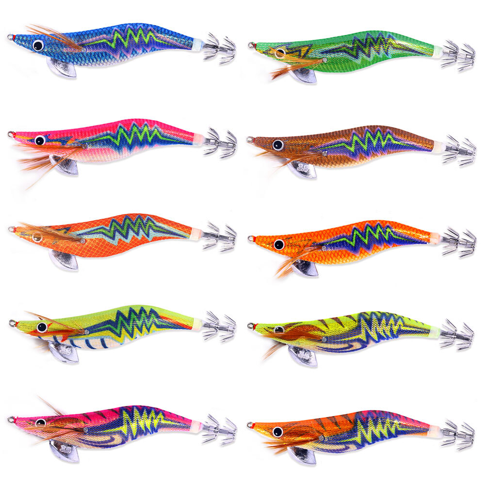 10PCS Glowing Shrimp Lure Octopus Jig Saltwater Fishing Bait Set